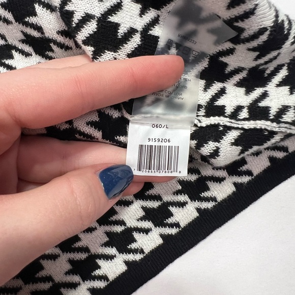 Vince Camuto Cotton Houndstooth Sweater Jacket - black/white, L - Picture 6 of 11